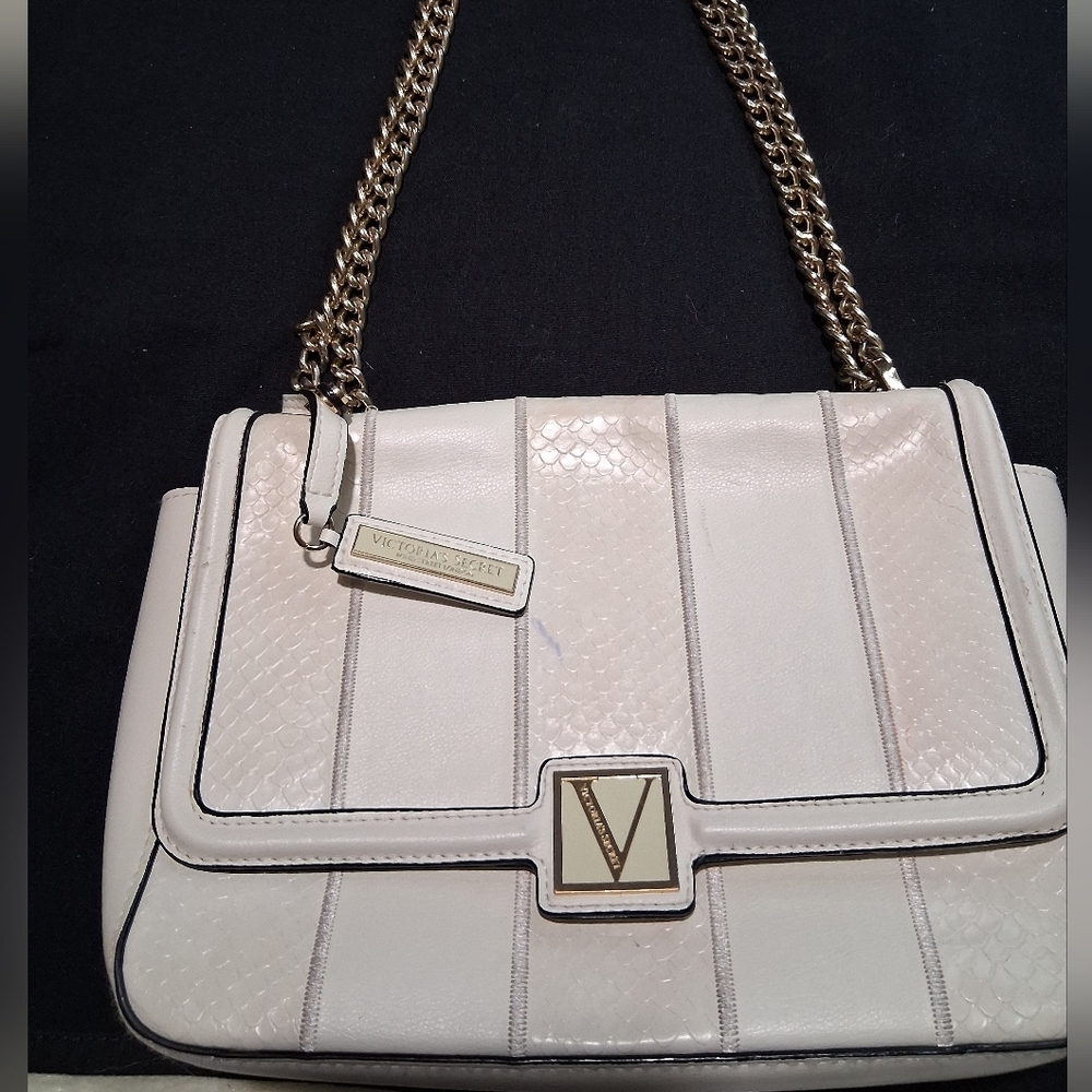 Victoria's Secret White Shoulder Bag with Gold Chain